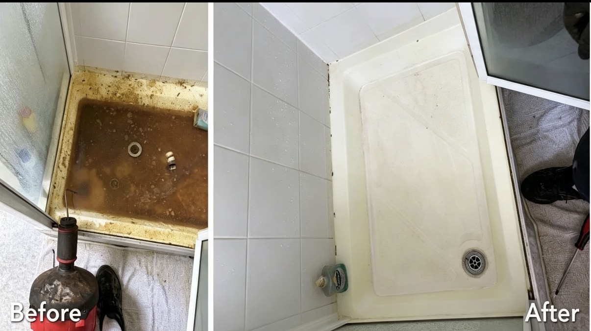 cleared blocked shower tray